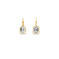 WD1240 14kt Emerald Cut White Topaz Drop Earrings