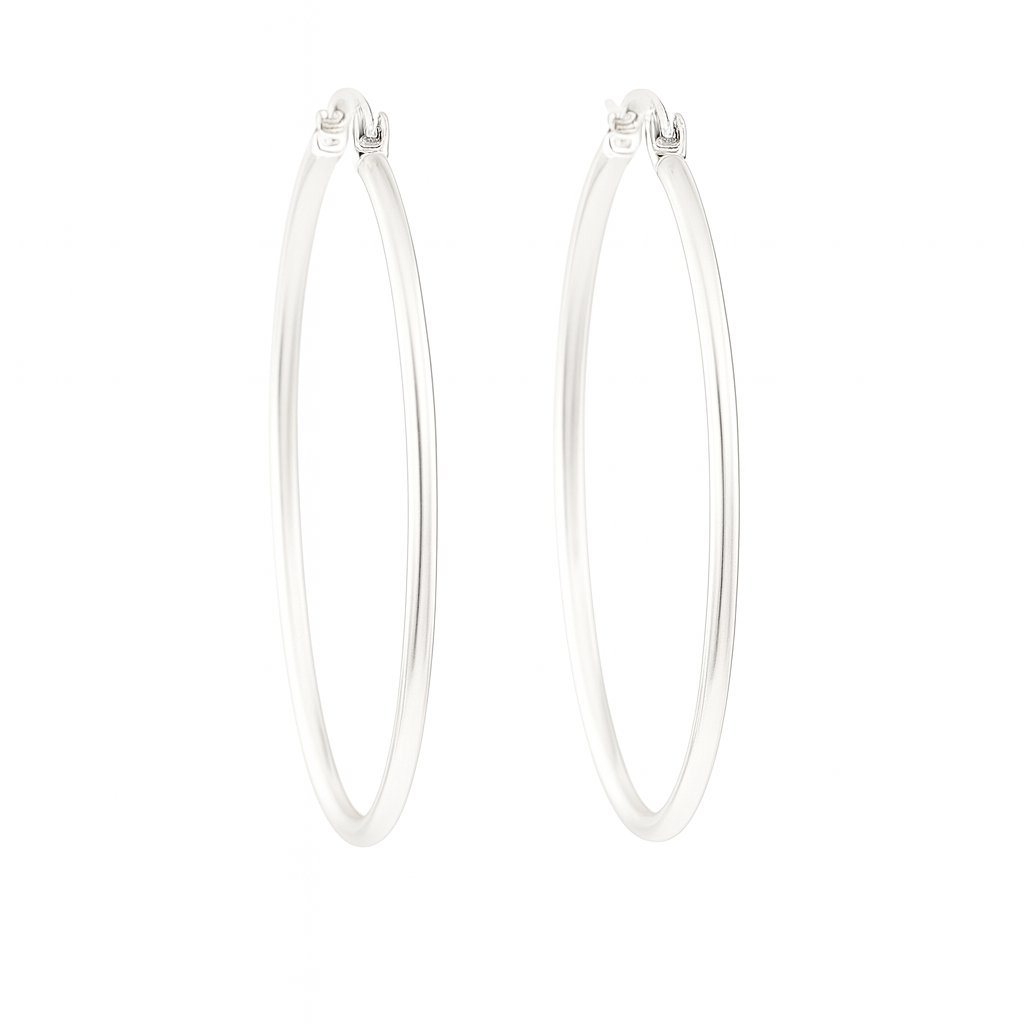 SSH2V240 Sterling Silver 1.5" Italian Plain Hoop Earring