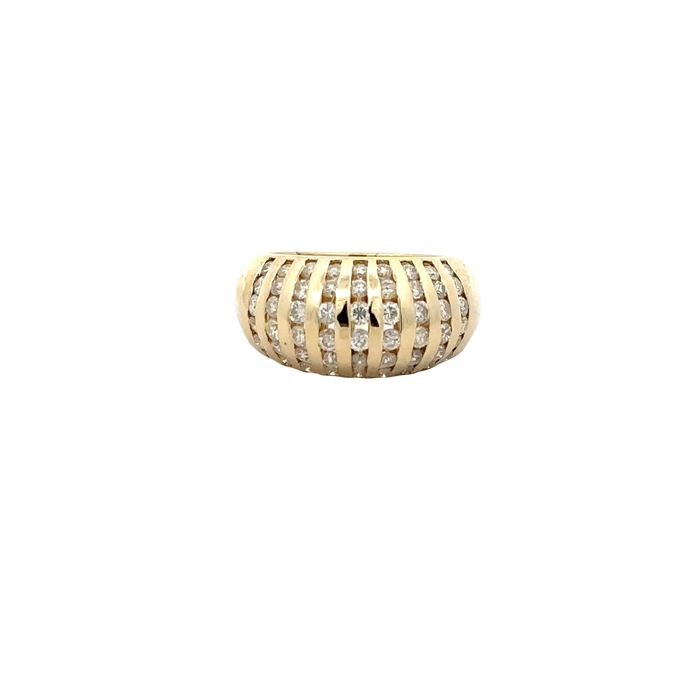 352233 14kt gold dome ring with channel set diamonds